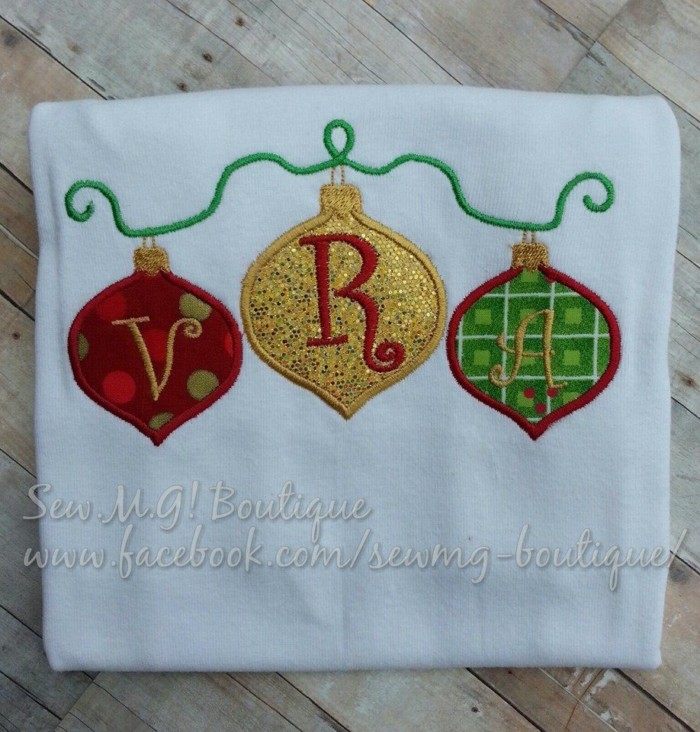 3 Christmas Ornaments Monogram
