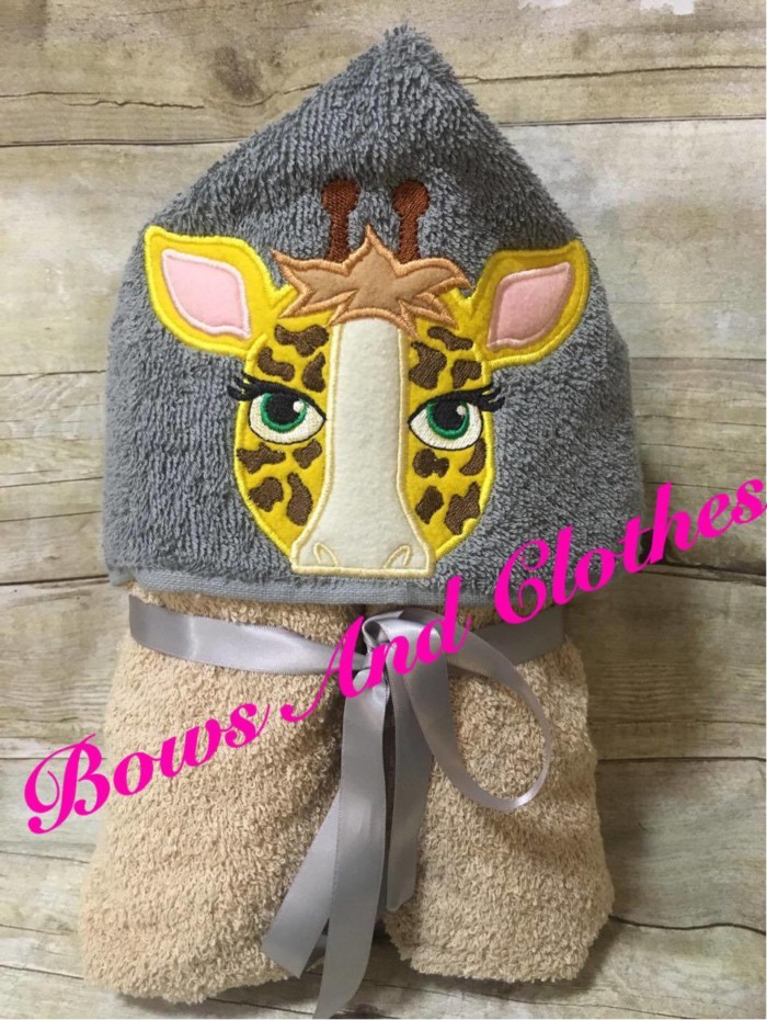 Giraffe Peeker Hooded Towel