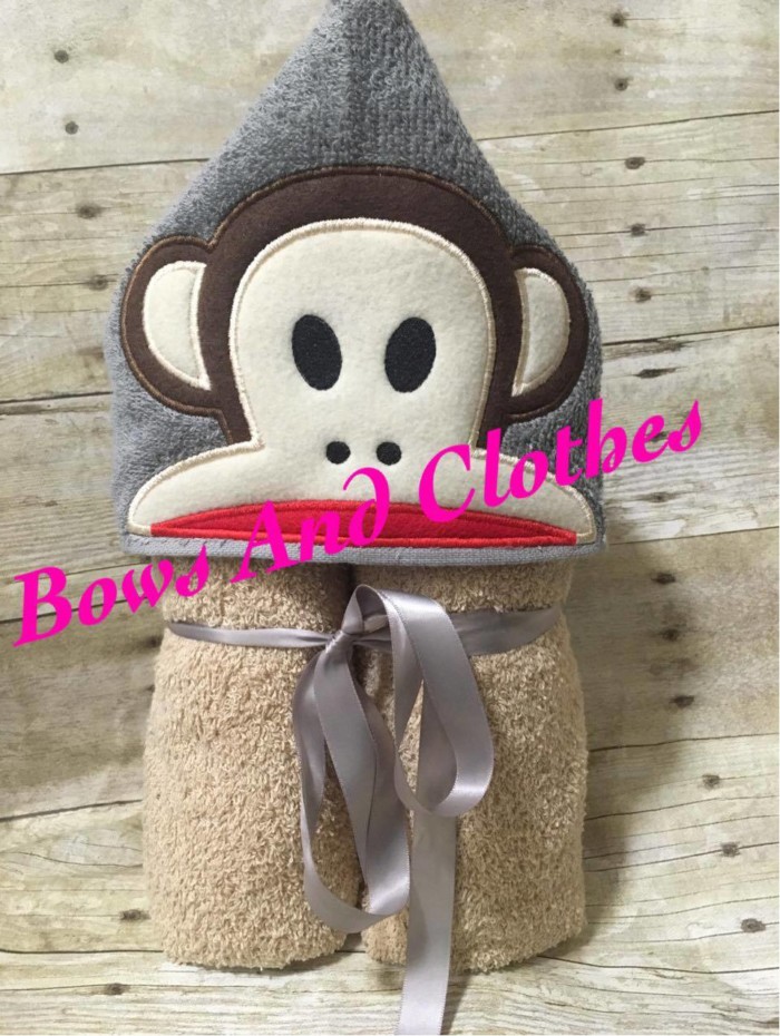 Sock Monkey Peeker Hooded Towel